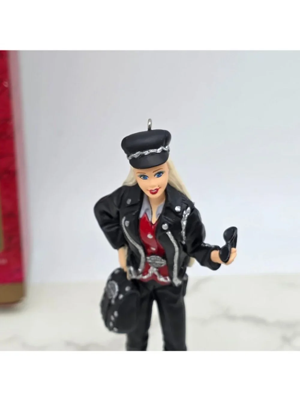 Vintage HARLEY DAVIDSON BARBIE Hallmark Ornament  2000 Blonde Biker Outfit NEW